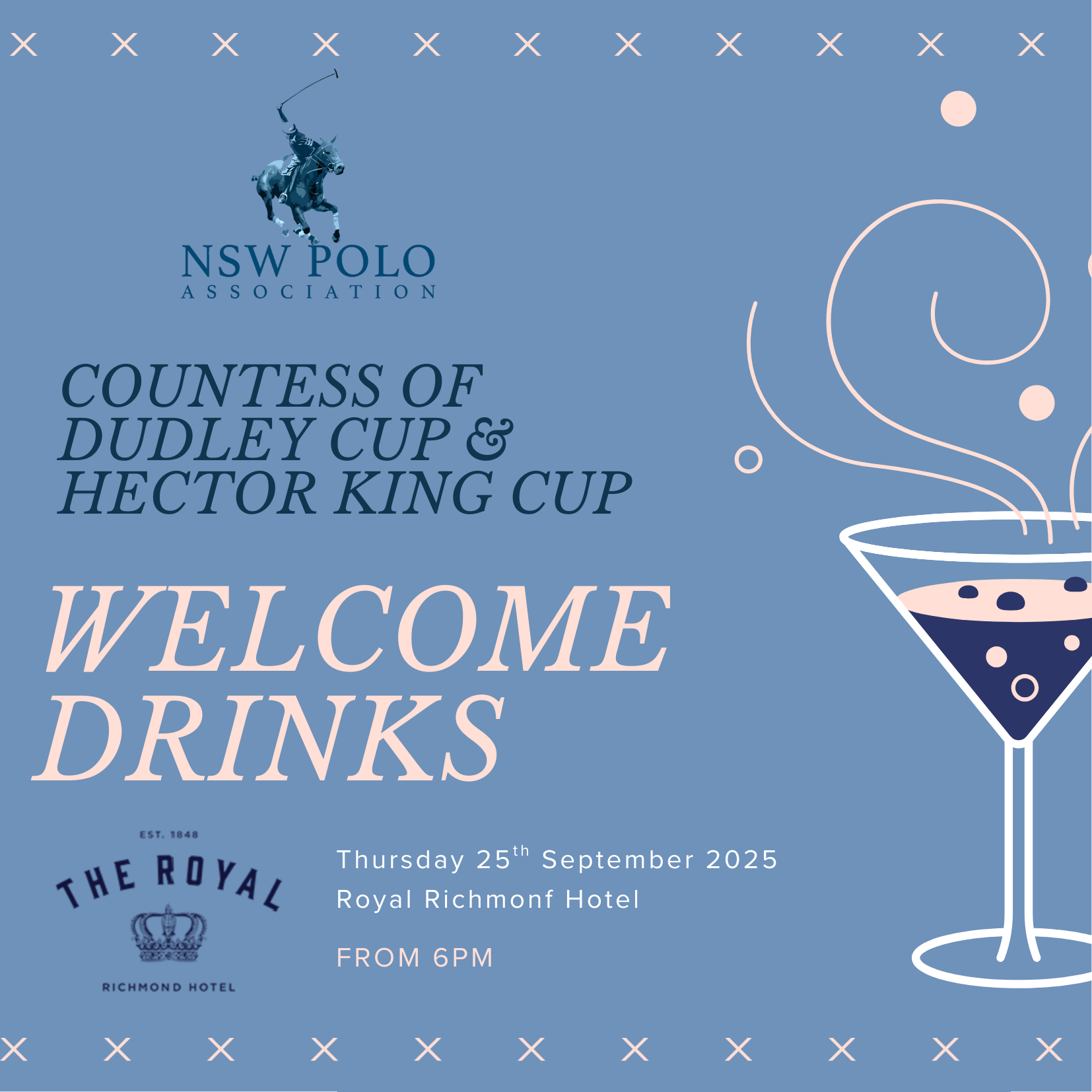 Blue and Pale Yellow Drinks Happy Hour Invitation